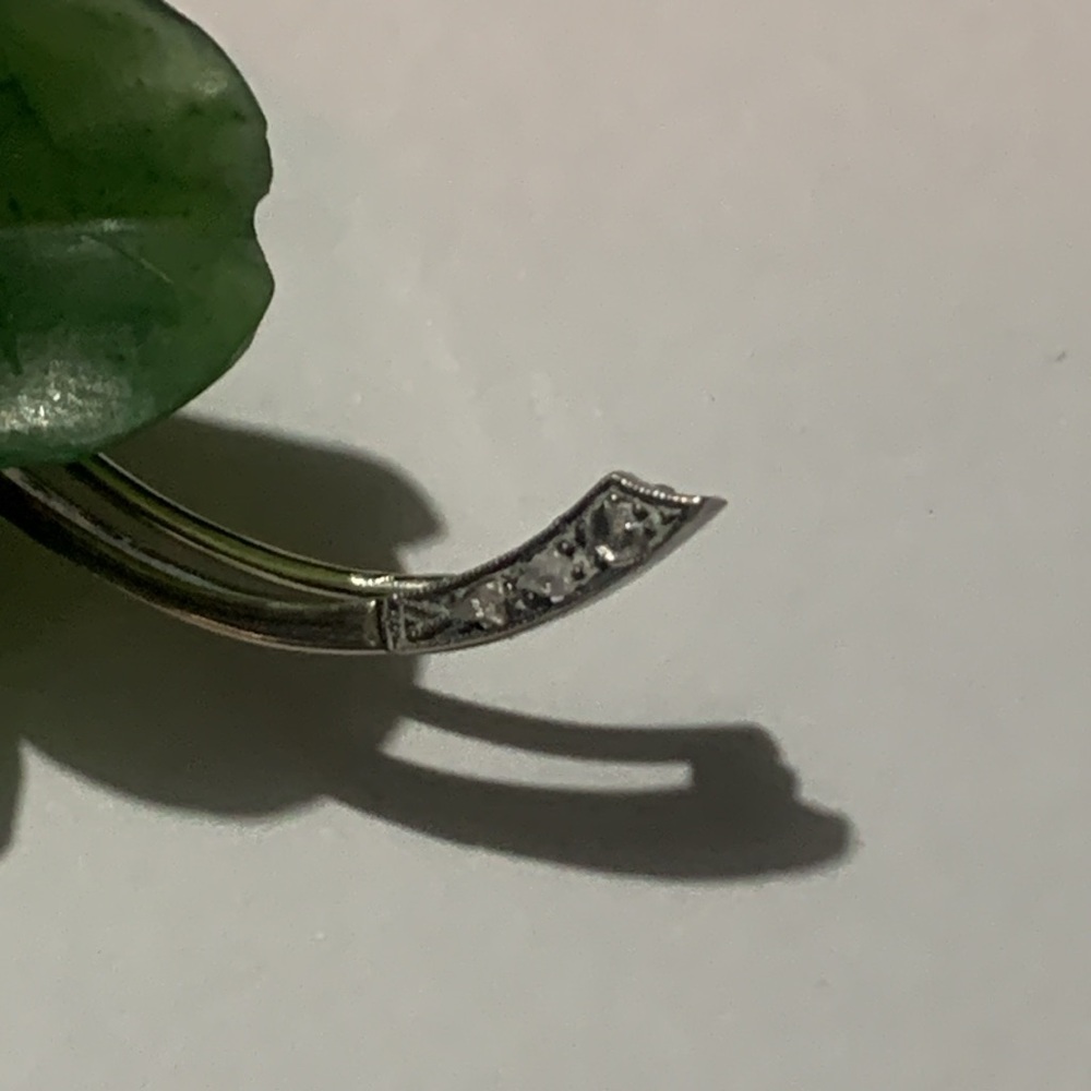Rere Hard to find Jade Clover Leaf Brooch  Stamped 585 - Picture 6 of 14